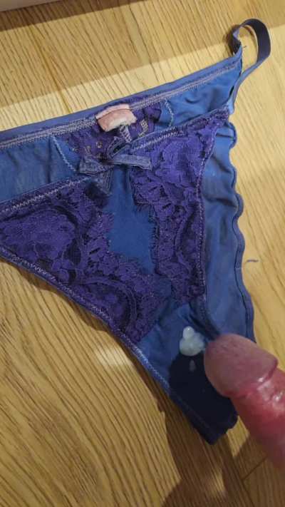 Warm cum on sexy worn panties. liberating orgasm