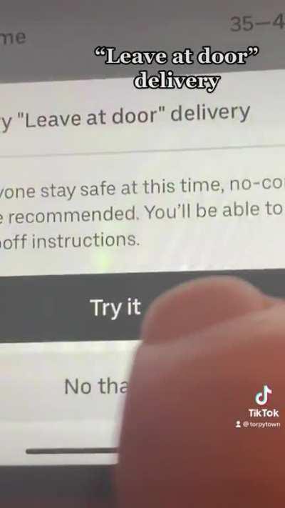 “Leave at door” delivery