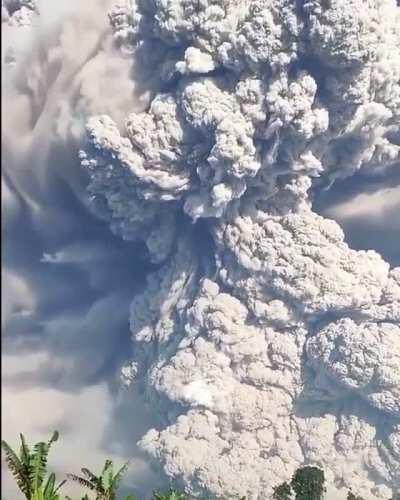 Mount Sinabung erupt, sending clouds of ash up to 5km (3.1 miles) into the sky.