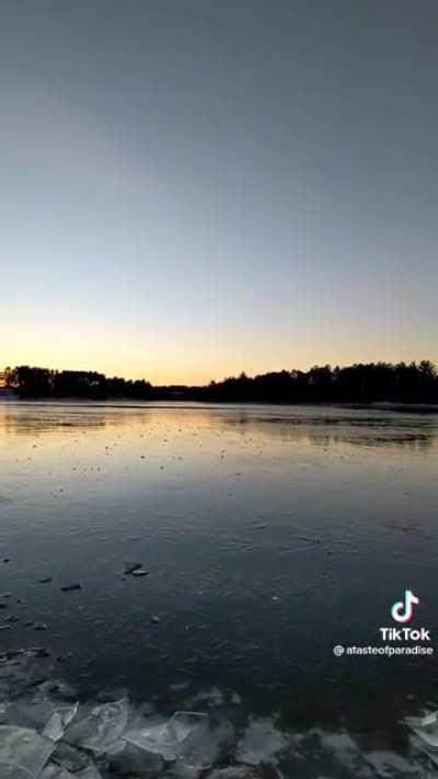 ice sliding acrossed frozen lake