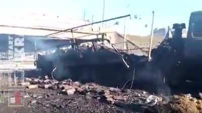 Destroyed Russian trucks after this nights fight in Kyiv