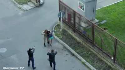 Man Saves Girl Being Held At Gunpoint – Doesn’t Realise He’s On A Film Set