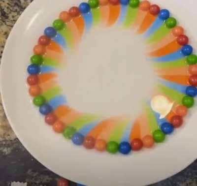 Making Skittles bleed color in the shape of a ..portal?