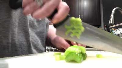 The sound of chopping celery.