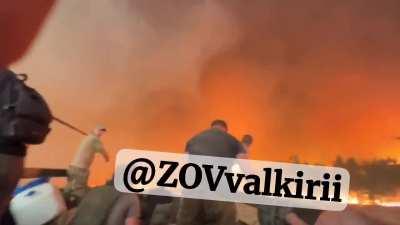 In the Kherson region of Ukraine, an island is burning with Russian occupiers on it.