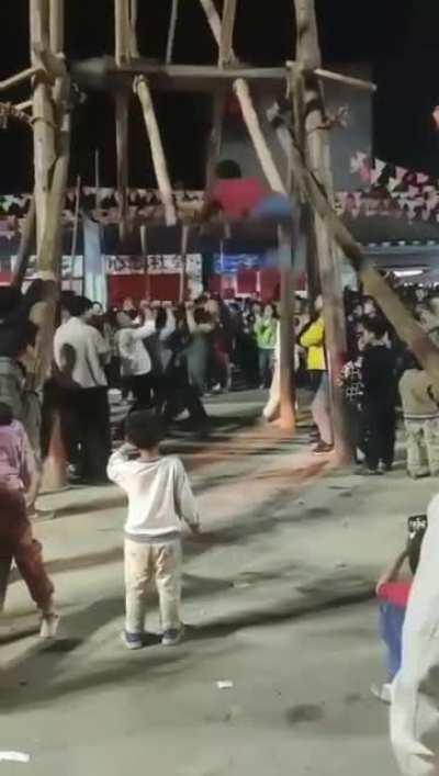 Guy Gets Thrown Off Homemade Ferris Wheel