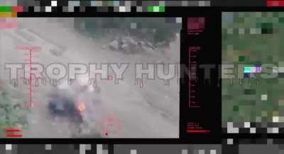 Ukrainian FPV drone strikes an Russian soldier that was riding an ATV with supplies 