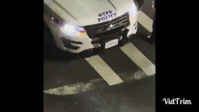 [NYC, NY] Video of NYPD repeatedly proclaiming &quot;Trump 2020&quot; from their patrol car radio while blocking a crosswalk. Not only is endorsing or publicly expressing views on political parties or candidates while on duty/in uniform against the NYPDs own policy