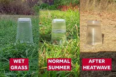 A Meteorologist from the University of Reading shows just how long it takes water to soak into parched ground, illustrating why heavy rainfall after a drought can be dangerous and might lead to flash floods.