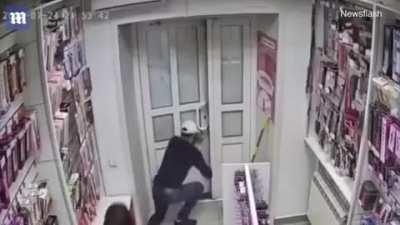 Stopping a robber in a sex shop