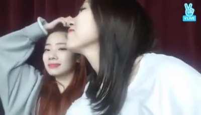 Mina jealous of Chaeyoung giving Dahyun chin scratches