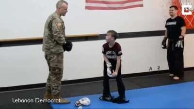 Son meets his father after he returns from overseas.