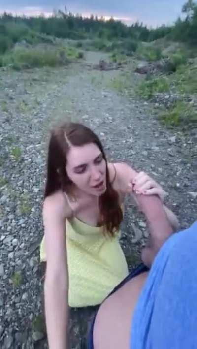 Sucking Cock During a Trip in The Mountains