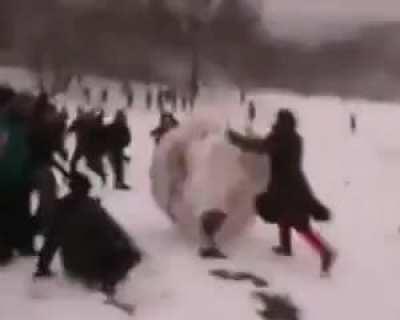 They rode a snowball! Epic!