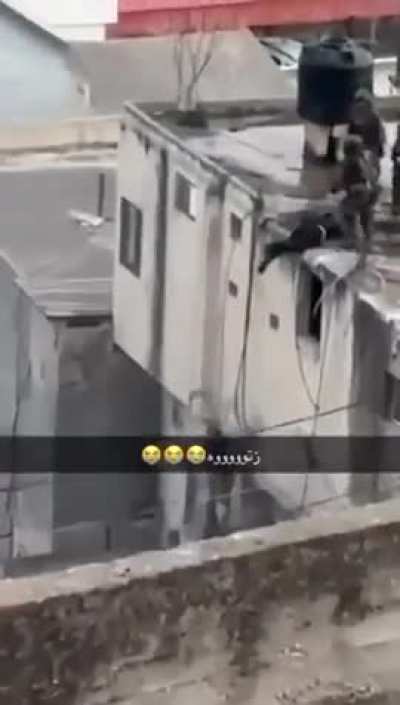 IDF throwing Palestinian off a roof in West Bank today