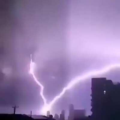 Ascending lightning over Istanbul