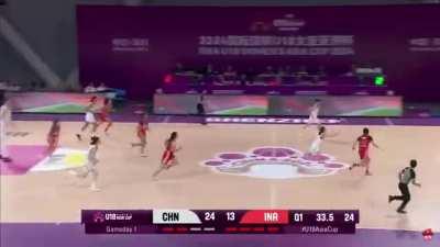 17 year old 7'3 feet(2.20 meters) tall Chinese player Zhang Ziyu has just played her first international women's basketball game against Indonesia