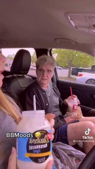 Betty's daughter eats Mayo straight from the jar with a spoon. Yum!