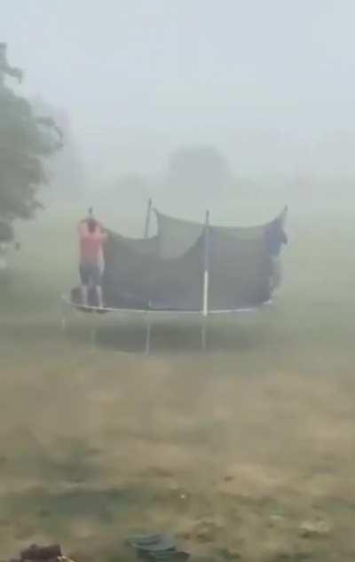 This time the trampoline also jumped