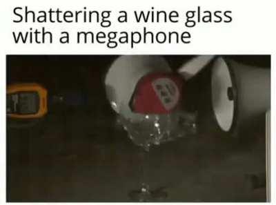 Shattering a wine glass with a megaphone