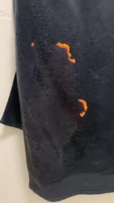 flame on a towel