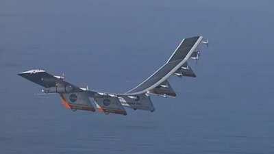 Helios, the solar powered aircraft flying over Hawaii.