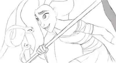 Pencil test by veteran animator James Baxter for Sony Pictures Animation's canceled &quot;Medusa&quot; animated feature film.