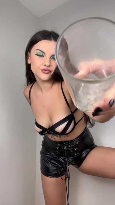 Do as I say and drink cum from my glass