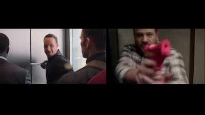 Captain America: Winter Soldier and Community s06e11 elevator fight scenes side by side