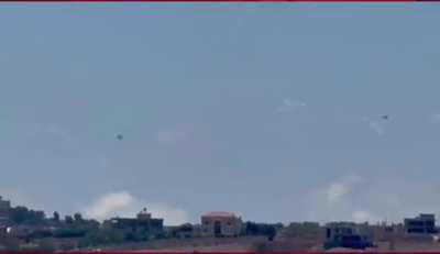 Israeli fighter jets flying at low altitude to avoid Hezbollah SAMs in southern Lebanon 