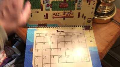 Made a Stardew Valley calendar for my girlfriend, for our 1-year anniversary