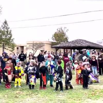 US Army personnel at Fort Sill launched Halloween candy to kids using a M142 HIMARS rocket system