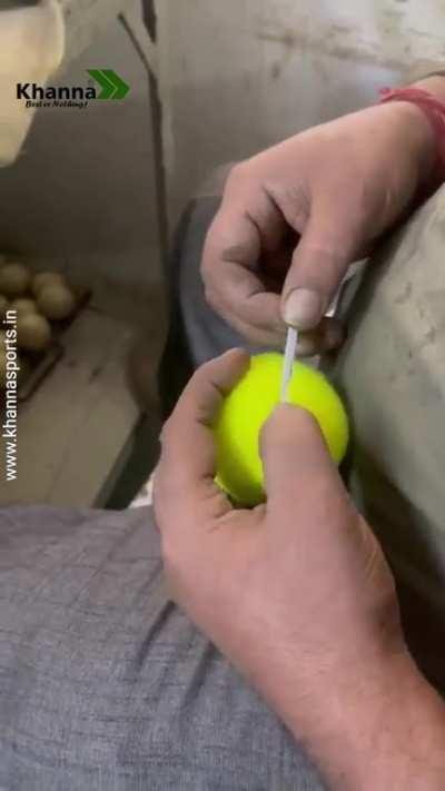 Making tennis balls!