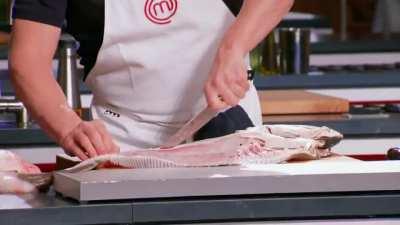 Gordon Ramsay shows how to breakdown a Halibut properly