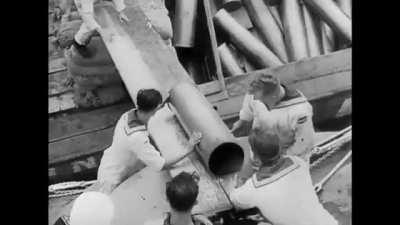 Longer Video: Pre Dreadnought Schleswig-Holstein shells Westerplatte, September 1939.