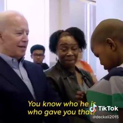 Joe Biden Giving His American Flag Pin to a Kid.