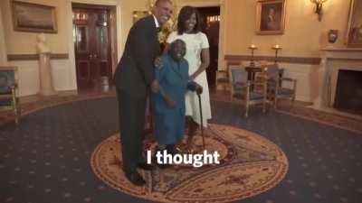 106 year old woman is overjoyed when she meets President Obama &amp;amp; First Lady Michelle Obama