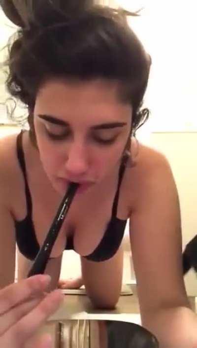 Girl Plays With Her Throat and Pukes