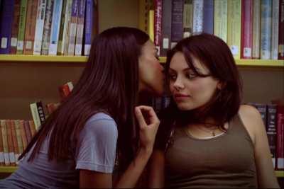 Zoe Saldana tasting Mila Kunis