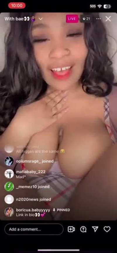 boricua baby teasing instagram LIVE while her big pretty juicy lightskin boobs 🍈🍈desperately try to escape &amp; boob fuck the Instagram simps🥸🍤penises👀🫢