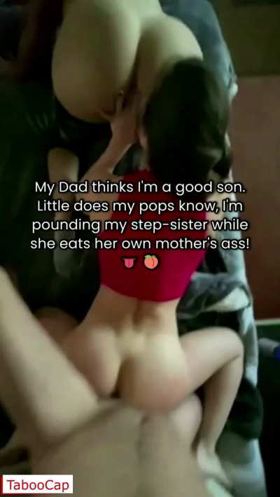 While my drunk dad was asleep, my stepmom watched me fuck a baby in my stepsister's tight pussy