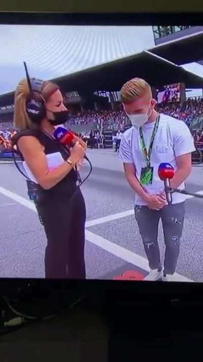 [F1] Timo Werner is called &quot;Chelsea and Germany's goalkeeper&quot; when interviewed at the F1 Austrian Grand Prix.