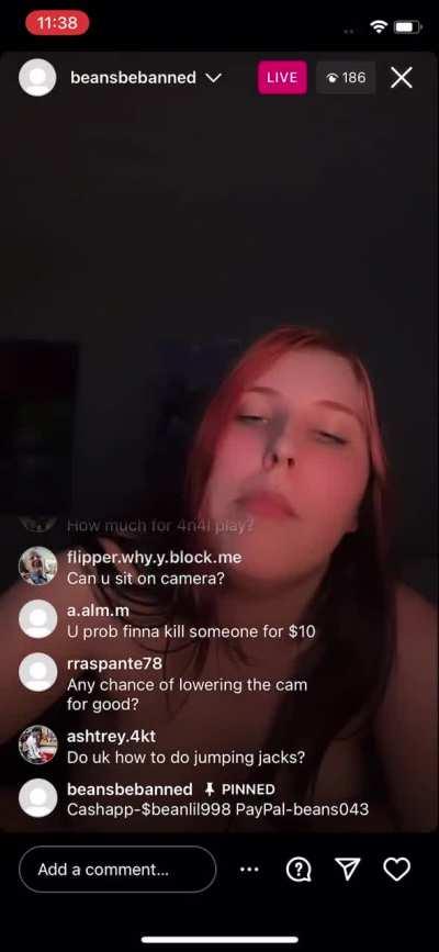 lilbeans naked eating burgers🍔playing with booty hole &amp; pussy on ig live😂