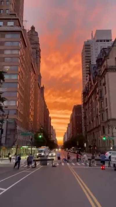 Sunset on Central Park West &amp;amp; West 72nd Street, NY.