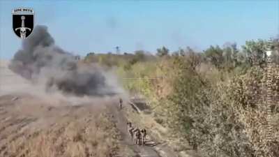 Russian artillery strike on a group of Russian Soldiers trying to surrender