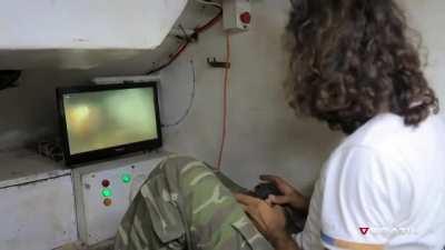 FSA DIY homemade armoured vehicle hooked up to a Sony Playstation controller, 2012