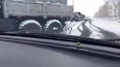 Russian military convoy destroyed near Kharkiv