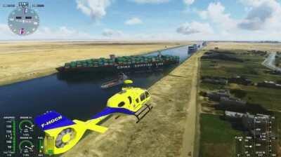 The stuck ship in the Suez Canal can be found in Microsoft Flight Simulator