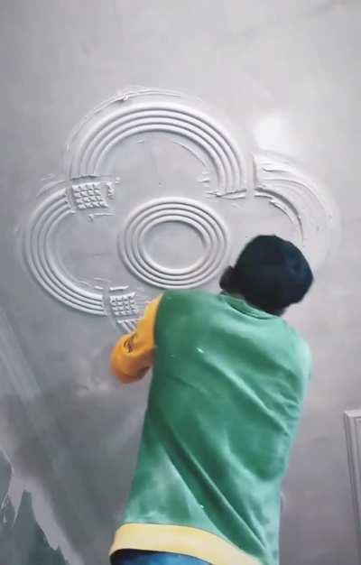 Creation of ceiling art using plaster