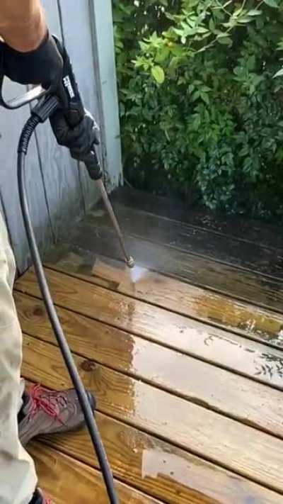 Slow-mo powerwashing deck action